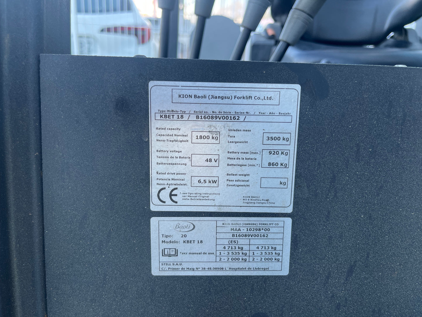 Carretilla Elevadora Baoli KBET18 Matriculada