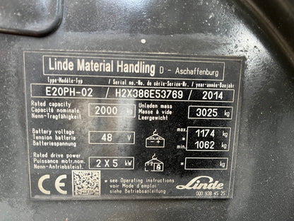 Carretilla Elevadora Linde E20PH-02 con Posicionador