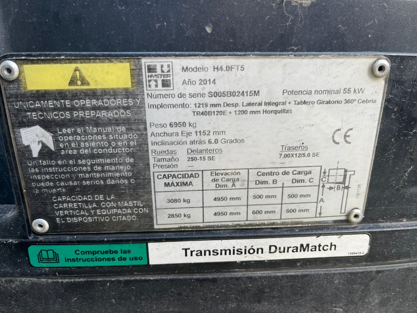 Carretilla Elevadora Hyster H4.0FT5